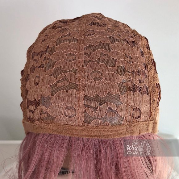 12" Dusty Rose Wavy Bob Wig with Bangs | Katy - Picture 7 of 10